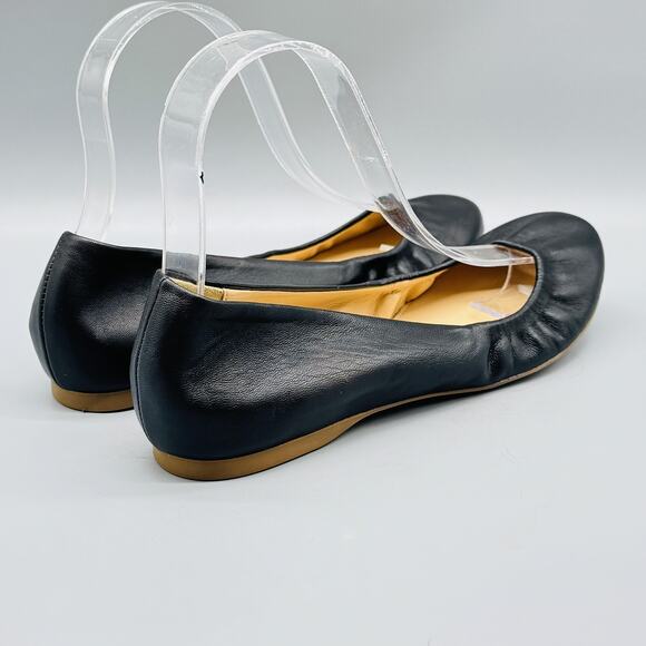 J Crew Shoes Womens 6.5 Black Leather Ballet Flats Italy Cece Comfort Slip On - Picture 9 of 14